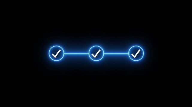 Step-by-Step Guide with check mark icon. 3 step infographic process, step process success with check marks
