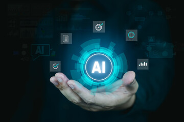Fototapeta premium Artificial Intelligence Digital Transformation Concept with Futuristic User Interface
