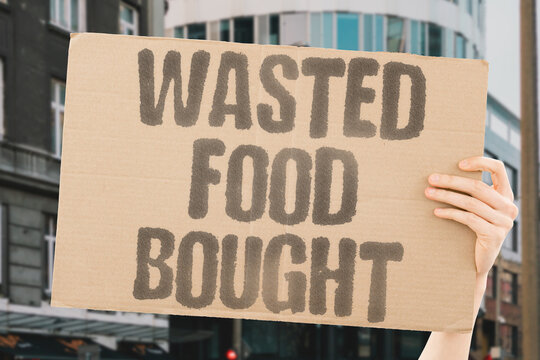 "Wasted Food Bought" People pay for food that corporations discard as unprofitable inventory. FOOD. WASTE. CORPORATE. HUNGER. SUPPLY.