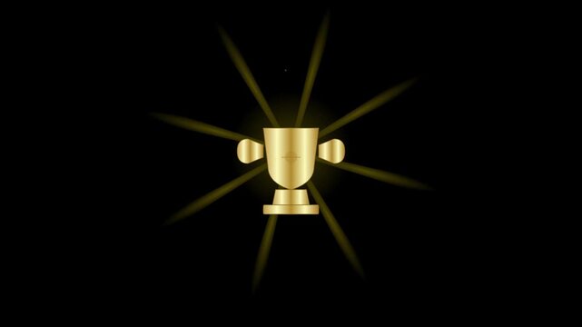 golden trophy award emoji shining on black background