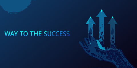 Hand holding upward arrows polygonal style inspirational business illustration © Mityunjoy