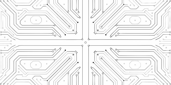 circuit board pattern black lines on white background
