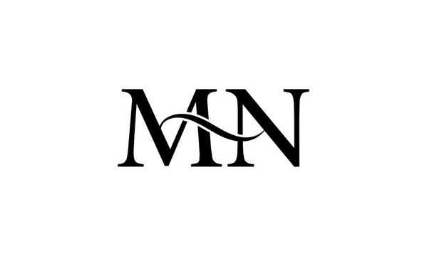 MN initial letters, monogram logo	