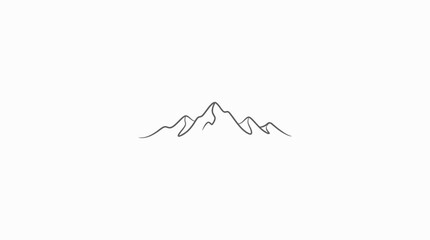 Minimalist continuous line art drawing of a mountain range. © sya
