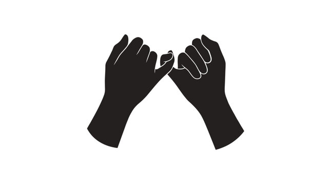Two hands making a pinky promise gesture silhouette.