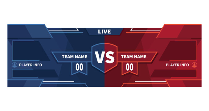 Broadcast Score Game Interface Design for Live Stream and Tournament Scoreboard Overlay Vector Template for Live Streaming