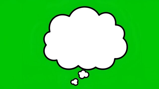 Blank White Thought Bubble Animation on Green Screen Background.