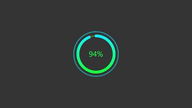 Line bar loading processing 0 to 94 loading animation, on white screen.Retro loading line bar animation.transfer background circle loader animation ,4k quality video