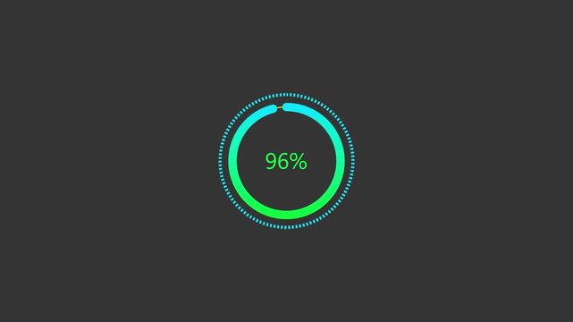 Line bar loading processing 0 to 96 loading animation, on white screen.Retro loading line bar animation.transfer background circle loader animation ,4k quality video