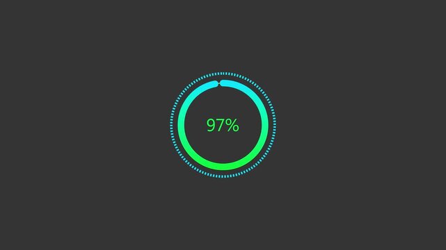 Line bar loading processing 0 to 97 loading animation, on white screen.Retro loading line bar animation.transfer background circle loader animation ,4k quality video