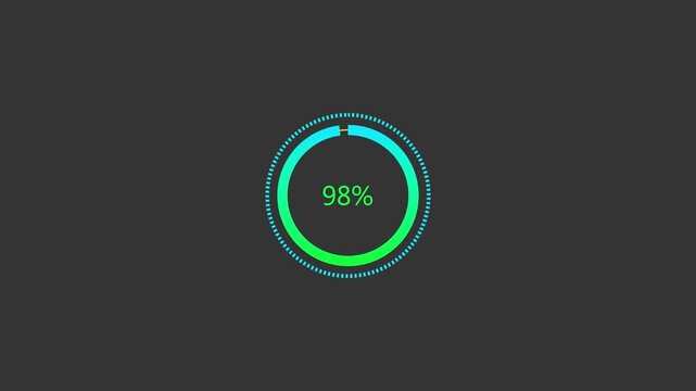 Line bar loading processing 0 to 98 loading animation, on white screen.Retro loading line bar animation.transfer background circle loader animation ,4k quality video