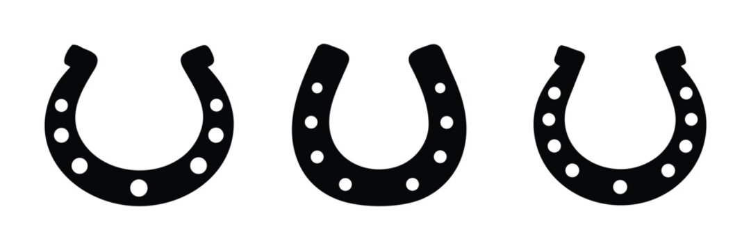 Horseshoe icon set. Luck symbol. Horse shoe silhouette vector