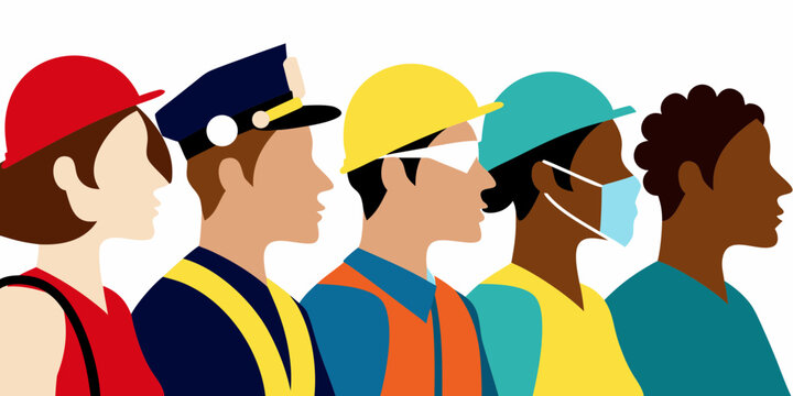 essential worker profiles vibrant flat vector illustration on white background