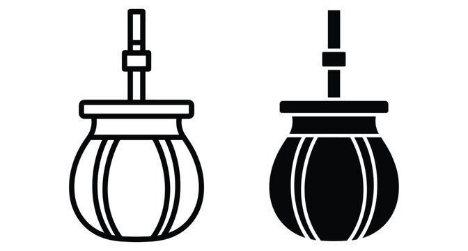 Yerba mate tea gourd cup with bombilla straw icon set outline and solid black silhouette style for South American drink