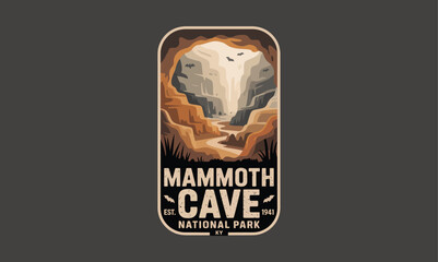 Silhouette of Mammoth Cave National Park Logo on Dark Background with Earth Texture © SMFARHANTANVIR