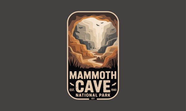 Silhouette of Mammoth Cave National Park Logo on Dark Background with Earth Texture