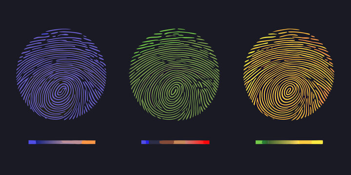 fingerprint scans with gradient colors biometric identification technology