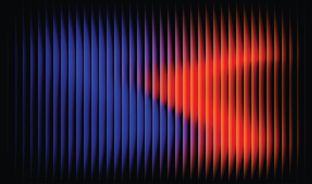 Abstract Dark Vertical Bar Line Gradient Background. Red and Blue Glowing Tech Stripe Pattern Backdrop for Gaming Banner, Cyberpunk Poster, and Sound Wave Electronic Music Cover 