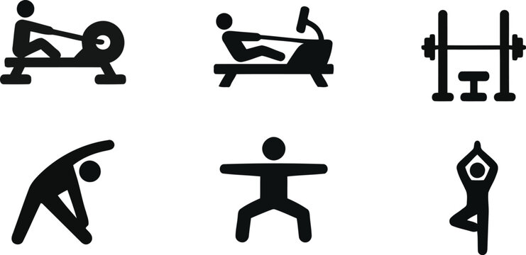Fitness and exercise icons for healthy lifestyle