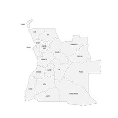 Fototapeta premium Angola political map of administrative divisions - provinces. Grey handdrawn doodle style map with black outline borders and name labels.
