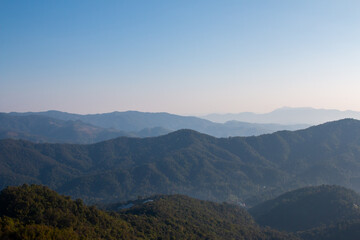 Obraz premium Beautiful view from a high mountain peak in Chiang Mai, Thailand