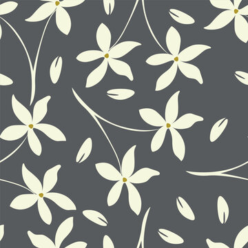 allover vector flowers pattern on brown background