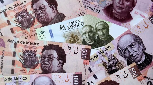 Mexican paper money, peso in various denominations. Mexican money as a business background for your design