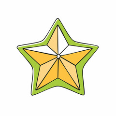 Obraz premium Stylized Star Fruit Slice Illustration