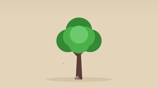 flat vector walnut tree dropping nuts on earthy tan