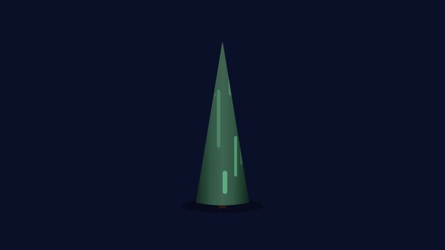 flat design cypress tree rotating on dark navy