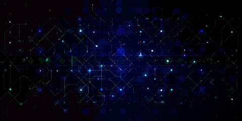 Obraz premium abstract circuit board network blue and green digital background