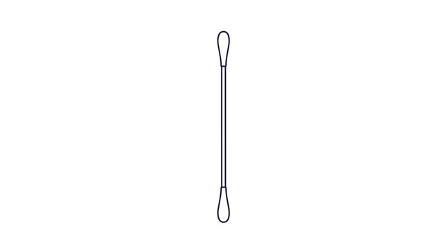 Simple line drawing of a double ended cotton swab used for hygiene and makeup application isolated on a plain white background surface.