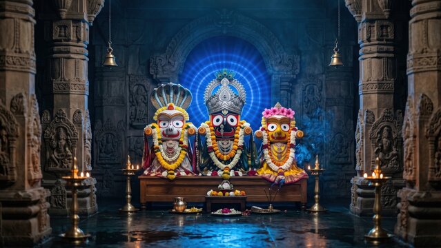 Jagannath Puri Trinity in Kalinga Temple &ndash; Sapphire Divine Aura