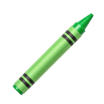 Green crayon isolated on plain background