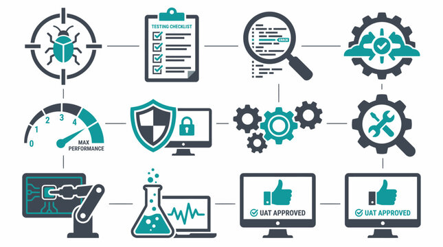 Software testing and quality assurance workflow illustration