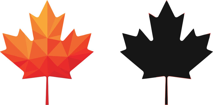 Canada day vector geometric maple leaf designs orange silhouette