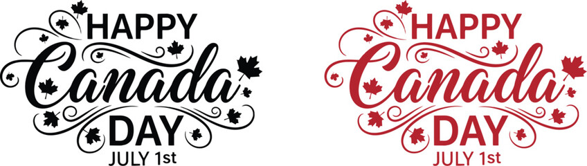 Canada day vector illustration festive typography with maple leaves holiday greetings © SHIMA