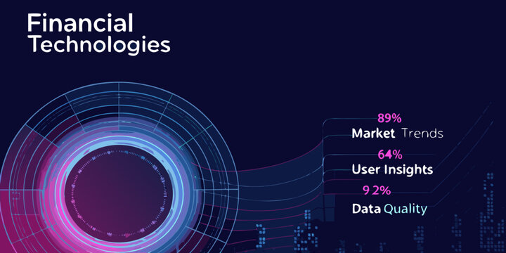 abstract circular data visualization with financial technologies text