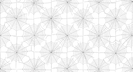 Obraz premium Intricate seamless pattern made of fine line spider webs creating a delicate and slightly spooky texture for Halloween.