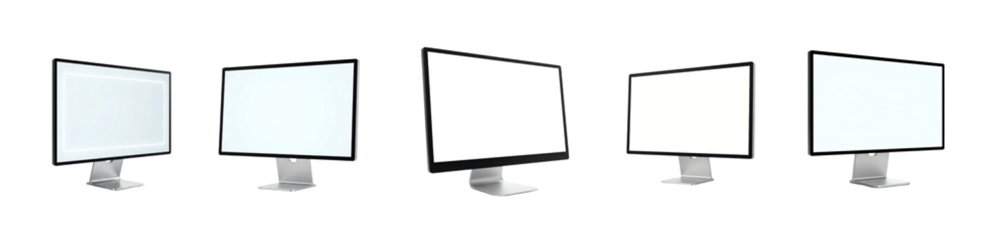 Multiple computer monitors on transparent background