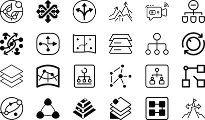 Fototapeta premium Data hierarchy and organization structure icons set for business process and architecture.