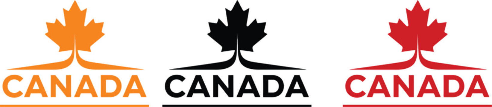 Canada day vector maple leaf logos in orange black red patriotic designs