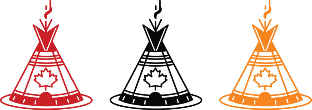Canada day vector indigenous tipi with maple leaf patriotic holiday graphics