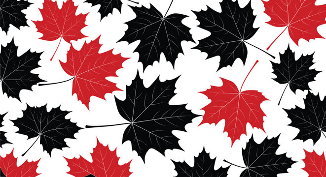 Canada day vector red and black maple leaf pattern for patriotic designs