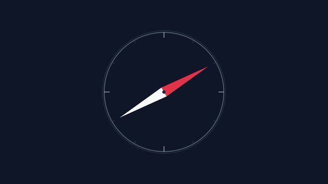 minimalist compass needle rotation loop
