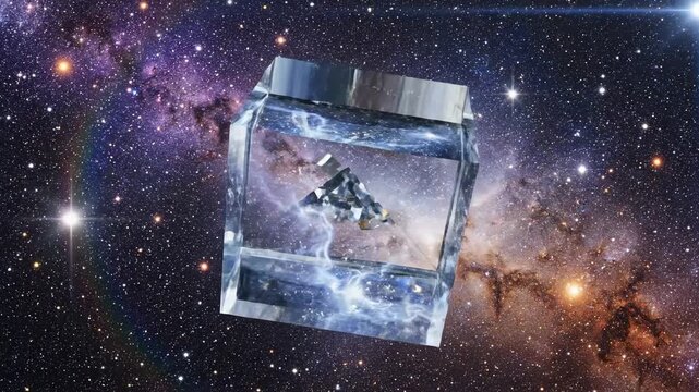 An advanced futuristic space station with intricate celestial bodies and swirling nebulae in the vast expanse of the cosmos portrays humanity's ongoing journey of interstellar exploration