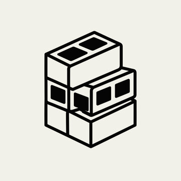 Cement Concrete Blocks Stacked Together.