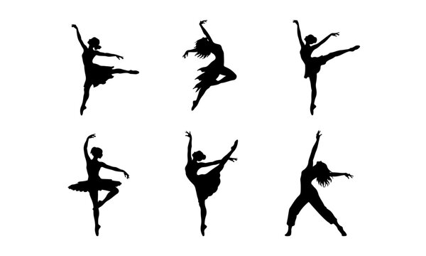 Indian classical dancing women silhouette set PNG transparent background