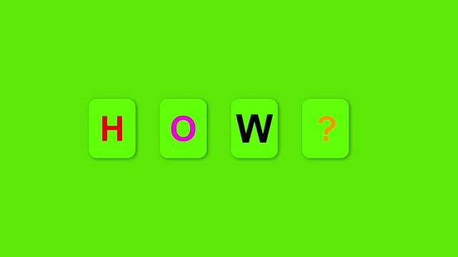 How Text Animation on Colorful Tiles for question and explanation concepts, education and tutorial content