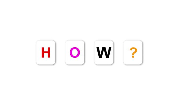 How Text Animation on Colorful Tiles for question and explanation concepts, education and tutorial content